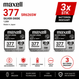 Maxell 377 SR626SW Silberoxid-Uhrenbatterie 3 Stk. 1,55V - MIZO.at