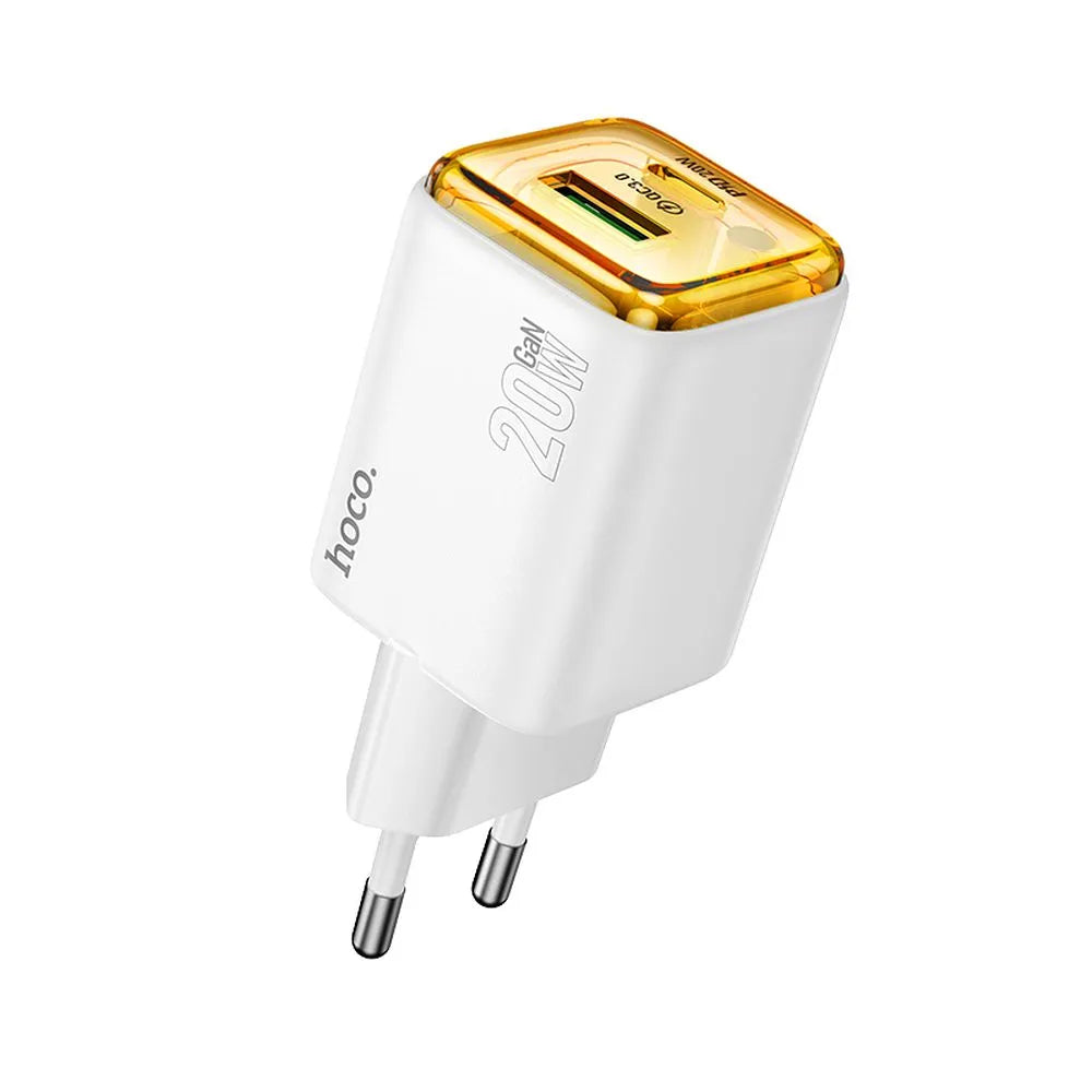 Hoco N52 20W Dual Ladegerät USB-A + USB-C QC3.0 PD Weiß - MIZO.at