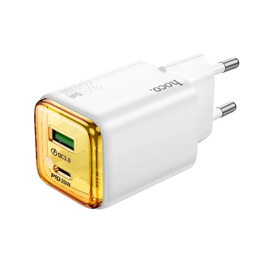 Hoco N52 20W Dual Ladegerät USB-A + USB-C QC3.0 PD Weiß - MIZO.at