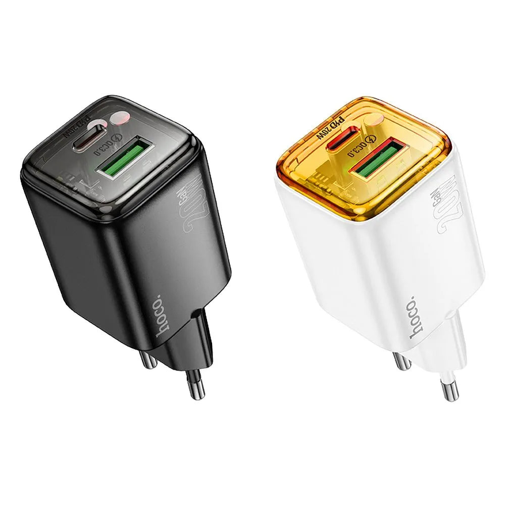 Hoco N52 20W Dual Ladegerät USB-A + USB-C QC3.0 PD Weiß - MIZO.at