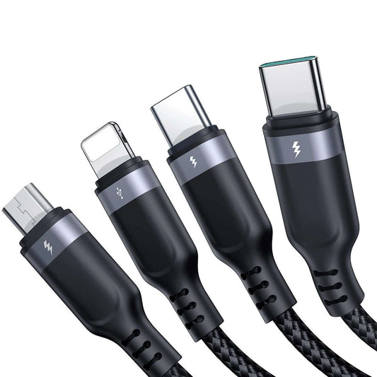 USB-Type-C auf 2x Lightning & Micro-USB Kabel, 1,2 m Schwarz – 3,5A Multi-Ladekabel - MIZO.at