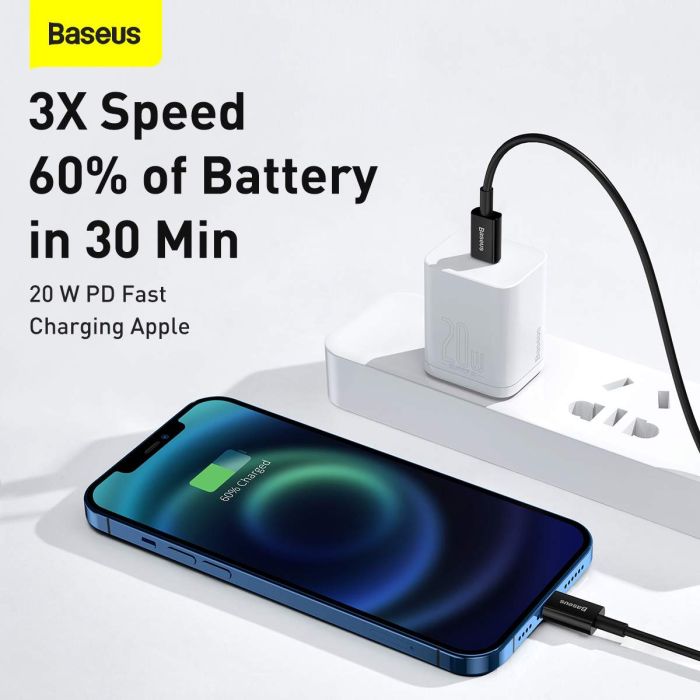 iPhone Ladekabel USB C auf Lightning 20W Schnellladen 1 m Baseus Schwarz - MIZO.at
