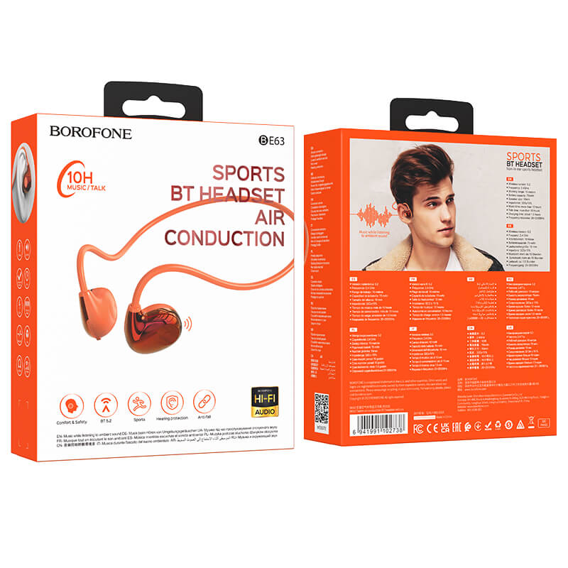 Borofone BE63 Talent Bluetooth Sports Headphones | Orange - MIZO.at
