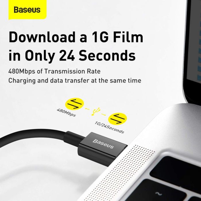 iPhone Ladekabel USB C auf Lightning 20W Schnellladen 1 m Baseus Schwarz - MIZO.at