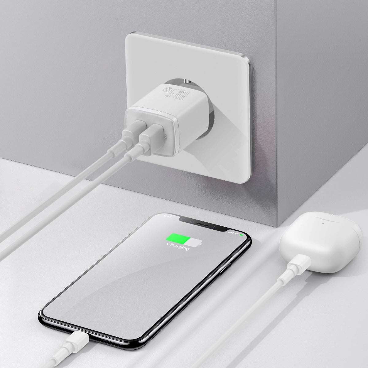 Baseus 10.5W Dual USB Charger Weiß Kompakt CCXJ010202 - MIZO.at