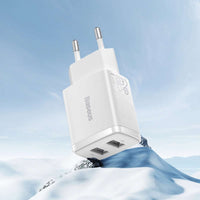Baseus 10.5W Dual USB Charger Weiß Kompakt CCXJ010202 - MIZO.at