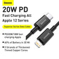 iPhone Ladekabel USB C auf Lightning 20W Schnellladen 1 m Baseus Schwarz - MIZO.at
