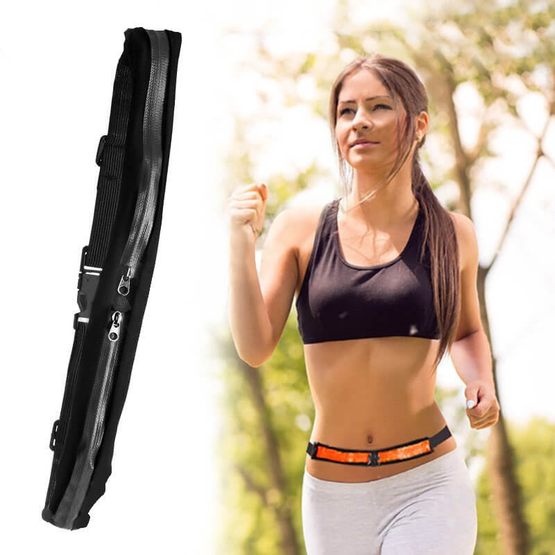 Running Belt Waist Bag | Waterproof Dual Pocket for Phone – Black - MIZO.at
