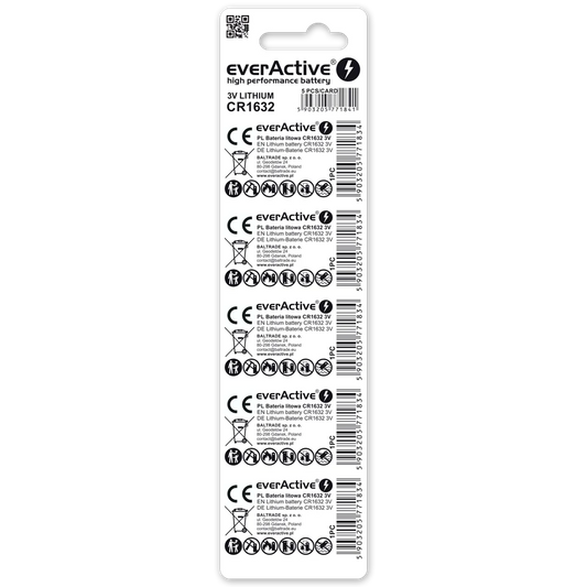 everActive CR1632 Lithium Batterien 5er Pack – 3,0V Knopfzellen - MIZO.at