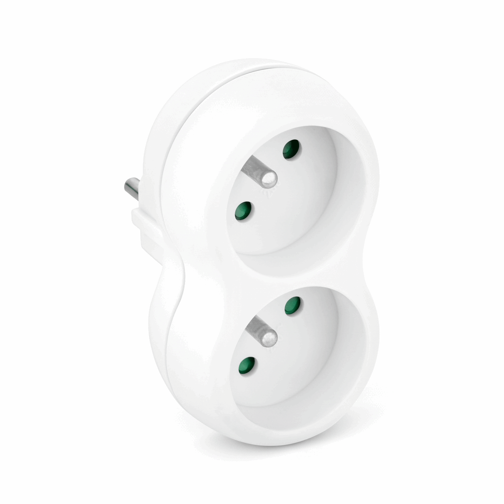 Steckdosenverteiler 2-fach Schuko Adapter Doppelstecker vertikal - MIZO.at