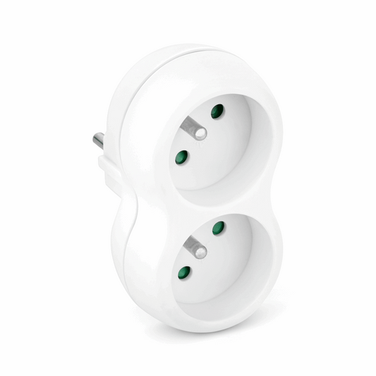 Steckdosenverteiler 2-fach Schuko Adapter Doppelstecker vertikal - MIZO.at