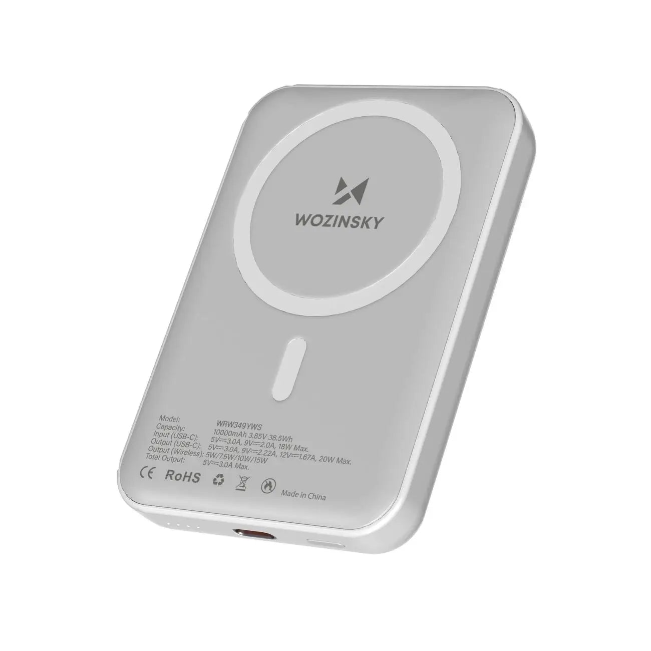 Wozinsky WRW349YWS Magnetic Powerbank 10000mAh White - MIZO.at
