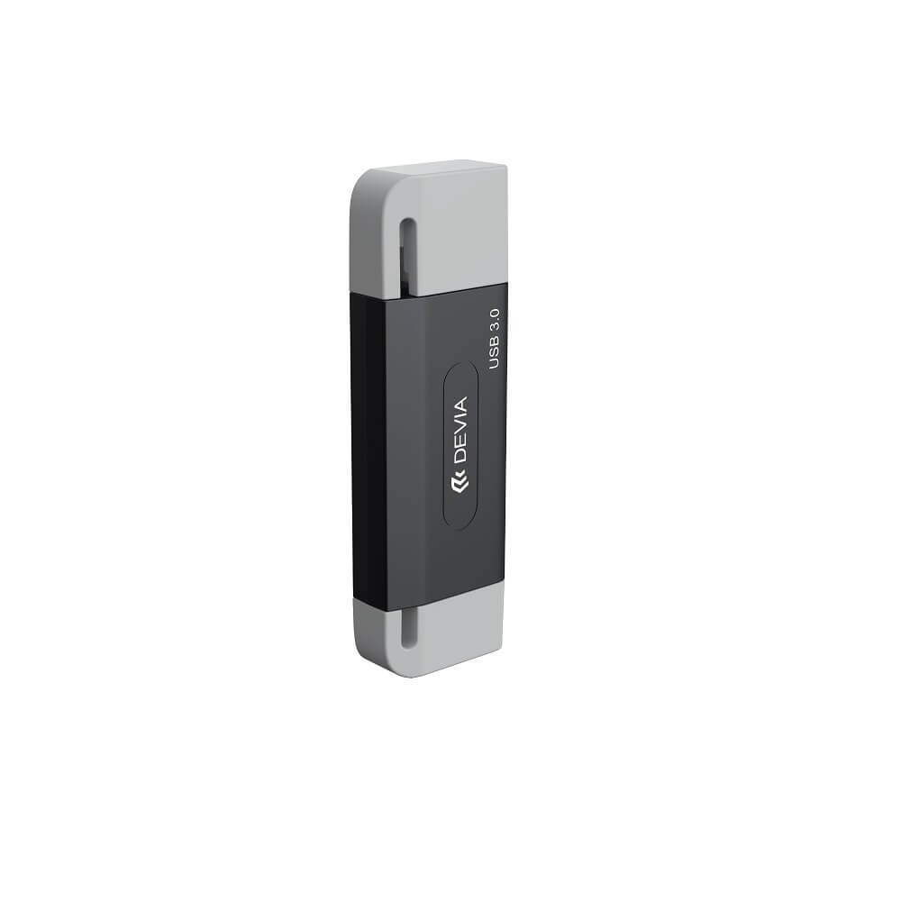 Devia EL240 2-in-1 Card Reader USB/USB-C 3.0 – Black - MIZO.at