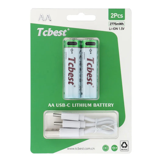 TCBest Wiederaufladbar AA Batterie 1850mAh USB-C 2er - MIZO.at