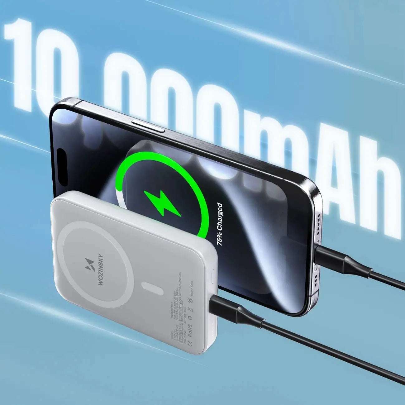 Wozinsky WRW349YWS Magnetic Powerbank 10000mAh White