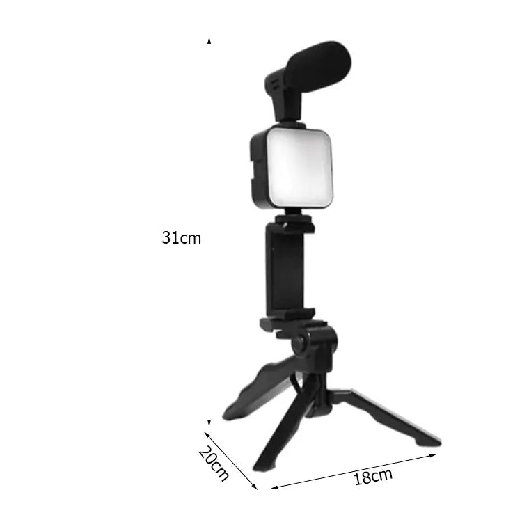 AY49 Vlogging Kit Stativ-Mikrofon-LED – Mobil Schwarz - MIZO.at