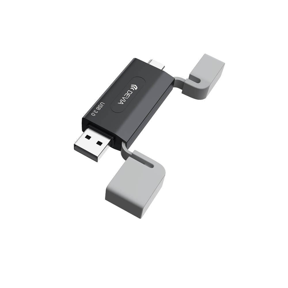 Devia EL240 2-in-1 Card Reader USB/USB-C 3.0 – Black - MIZO.at