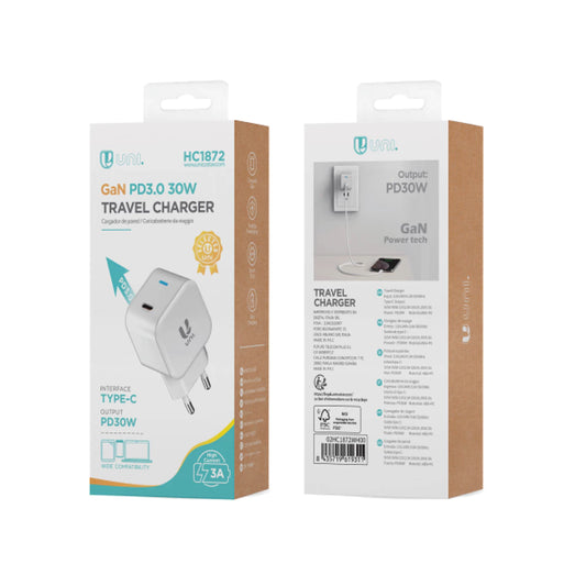 HC1872 USB-C PD3.0 30W GaN Schnellladegerät Weiß - MIZO.at