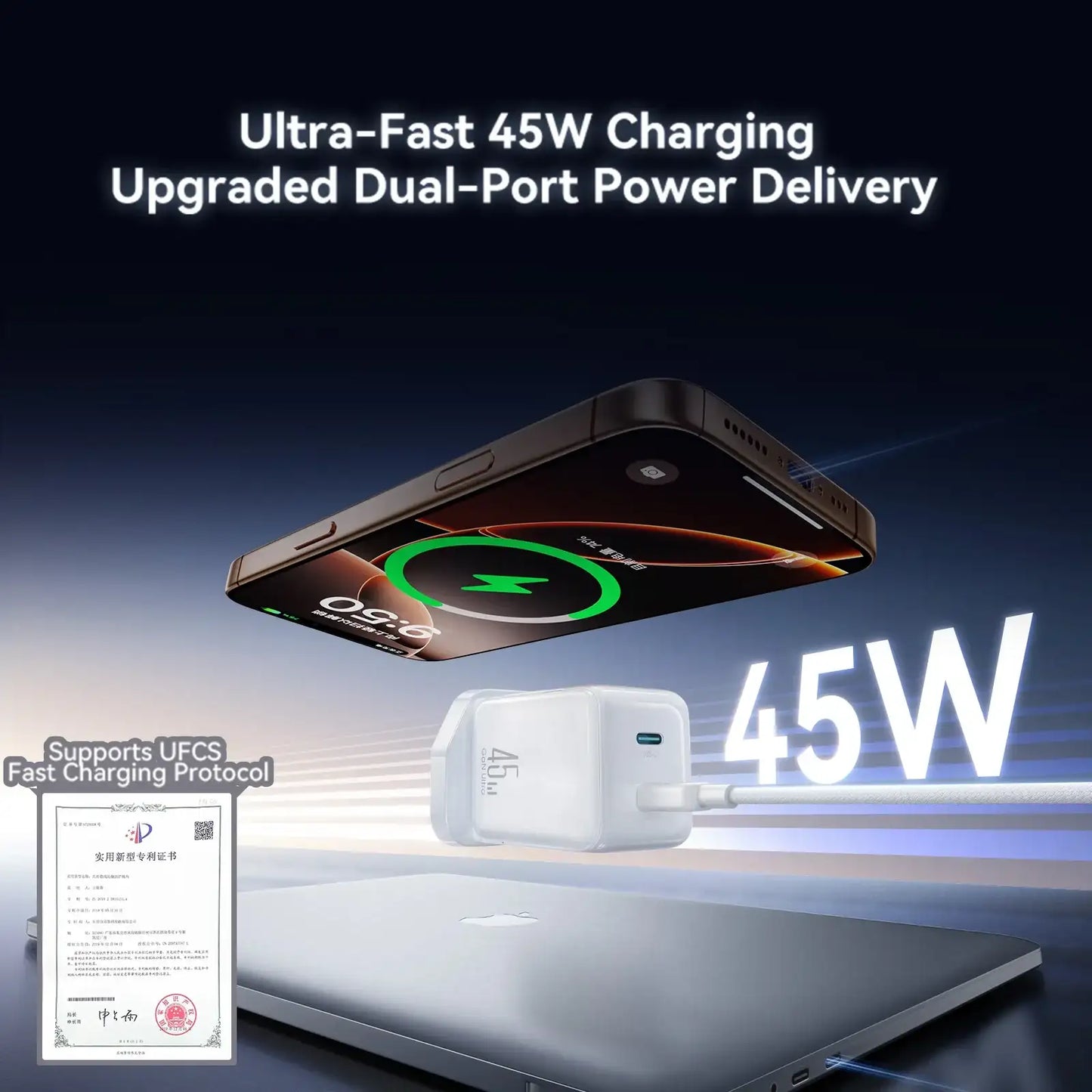 USB C Ladegerät 45W GaN Schnellladegerät Dual USB C mit Kabel Joyroom JR-TCL05 - MIZO.at