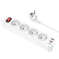 Hoco Steckerleiste 1,8m 4 Steckdosen 2x USB-A USB-C QC PD Weiß - MIZO.at