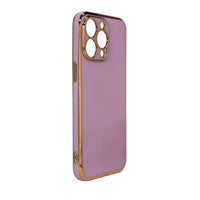 Purple iPhone 12 Pro Max Case | Gold Frame Lighting Color Cover - MIZO.at