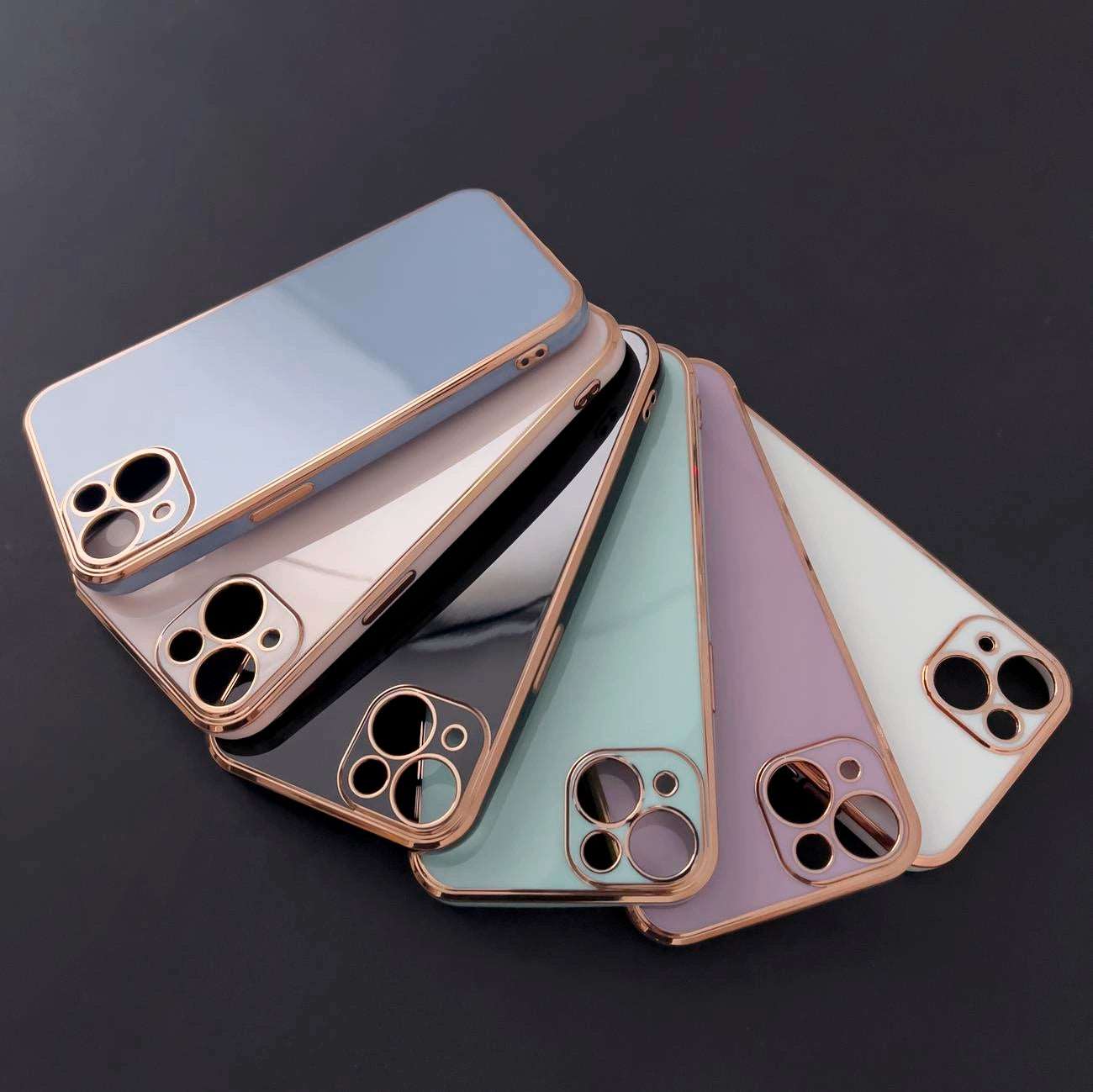 Purple iPhone 12 Pro Max Case | Gold Frame Lighting Color Cover - MIZO.at