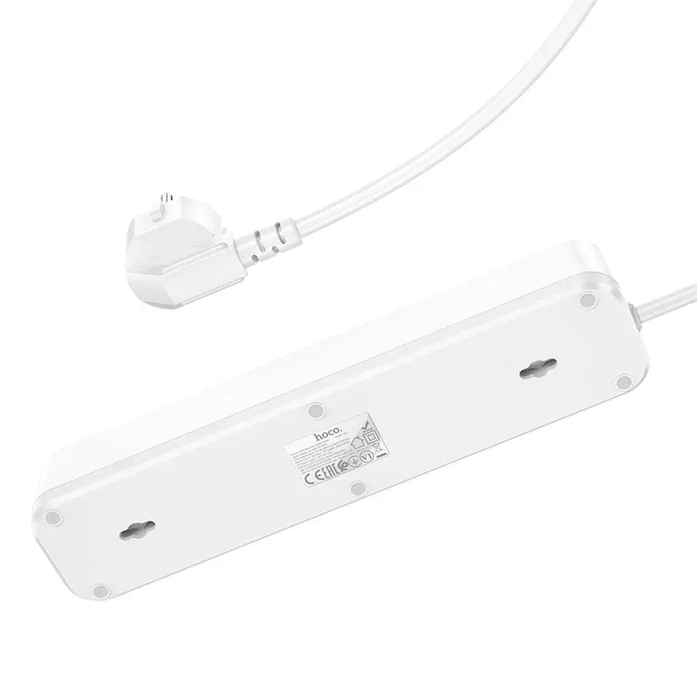 Hoco Steckerleiste 1,8m 4 Steckdosen 2x USB-A USB-C QC PD Weiß - MIZO.at