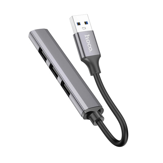 Hoco HB26 4-in-1 USB-C Hub – Aluminium Grau - MIZO.at