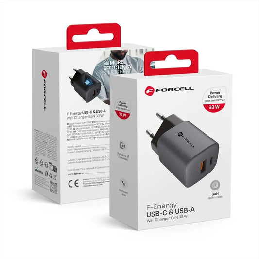 FORCELL GaN VT-31 33W Ladegerät – USB-C PD & USB-A QC4.0 Fast Charger Grau - MIZO.at