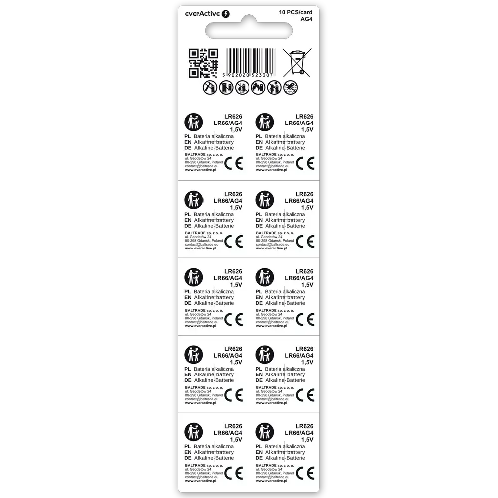 everActive LR626 AG4 Alkaline Knopfzellen 10er Pack - MIZO.at