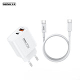 Remax 20W Schnellladegerät-Set | USB & USB-C Port inkl. USB-C Kabel Weiß - MIZO.at