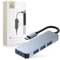 Tech-Protect V1 4in1 USB-C Hub | USB-A 3.0 & 2.0 – Gray - MIZO.at