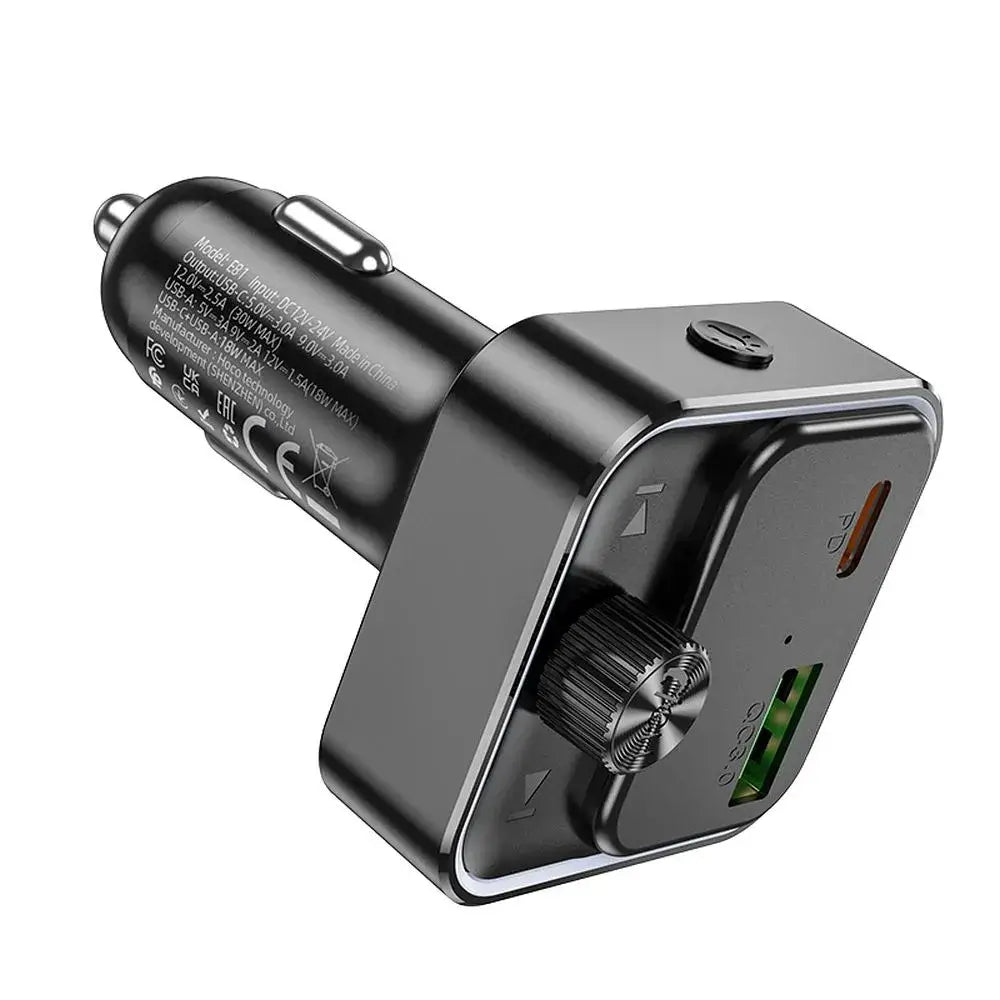 Hoco Auto-Ladegerät 30W QC 3.0 PD FM Transmitter E81 Schwarz - MIZO.at