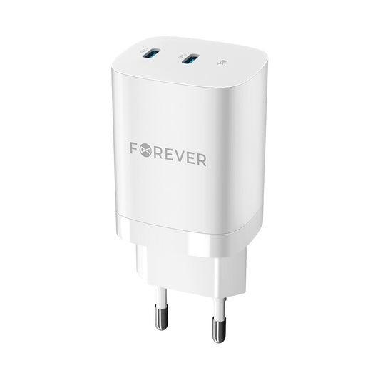 Forever 35W GaN USB-C Charger | Dual Port PD/QC White - MIZO.at