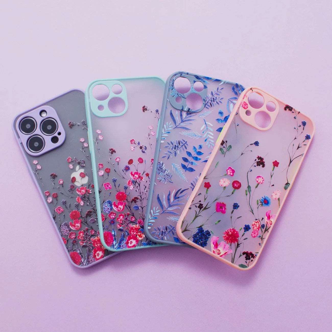 Light Blue Floral iPhone 12 Pro Case | Protective Flower Design - MIZO.at
