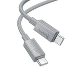 HOCO X107 USB-C zu USB-C Kabel 60W – 1m Geflochtenes Fast Charging Kabel Grau - MIZO.at
