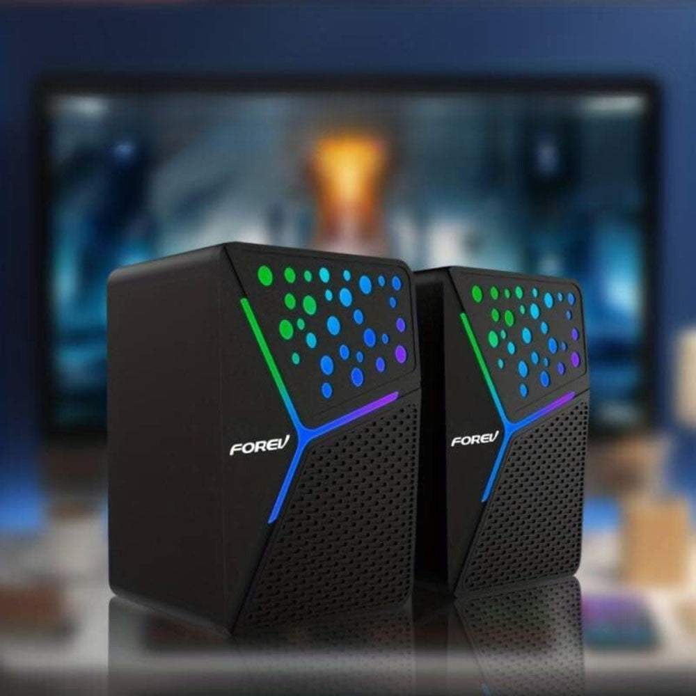 Forev PC Lautsprecher Stereo RGB Beleuchtet Schwarz FV206 - MIZO.at
