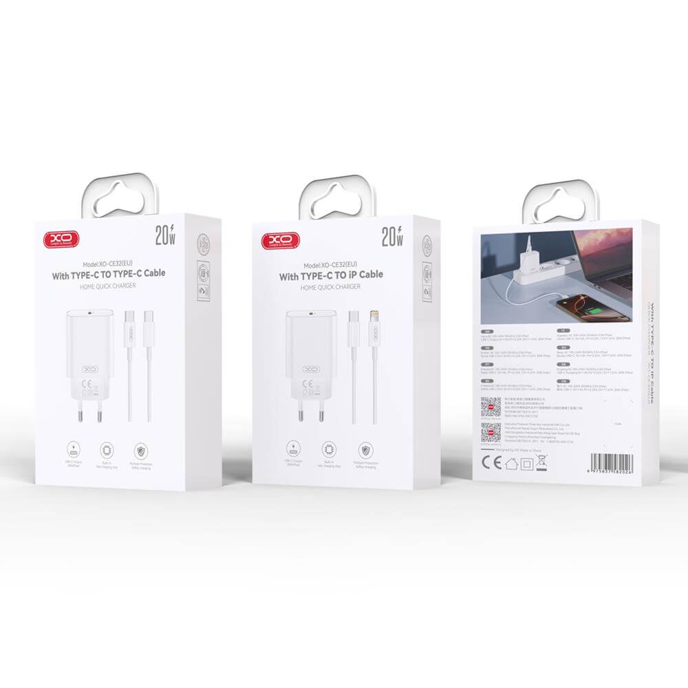 XO CE32 USB-C Wall Charger 20W | Fast PD Charging White - MIZO.at