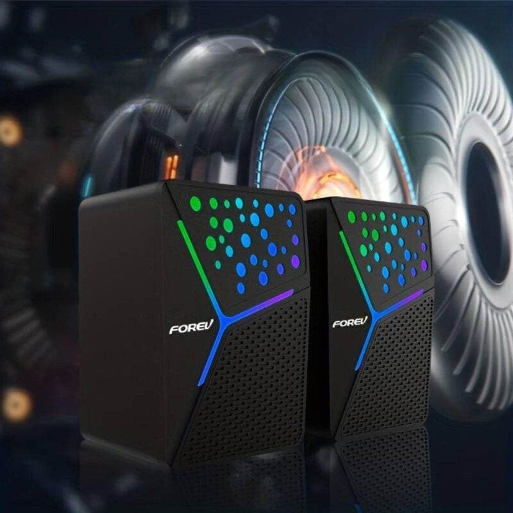 Forev PC Lautsprecher Stereo RGB Beleuchtet Schwarz FV206 - MIZO.at