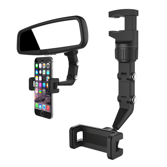 Adjustable Car Rearview Mirror Phone Mount | Black Universal Holder - MIZO.at