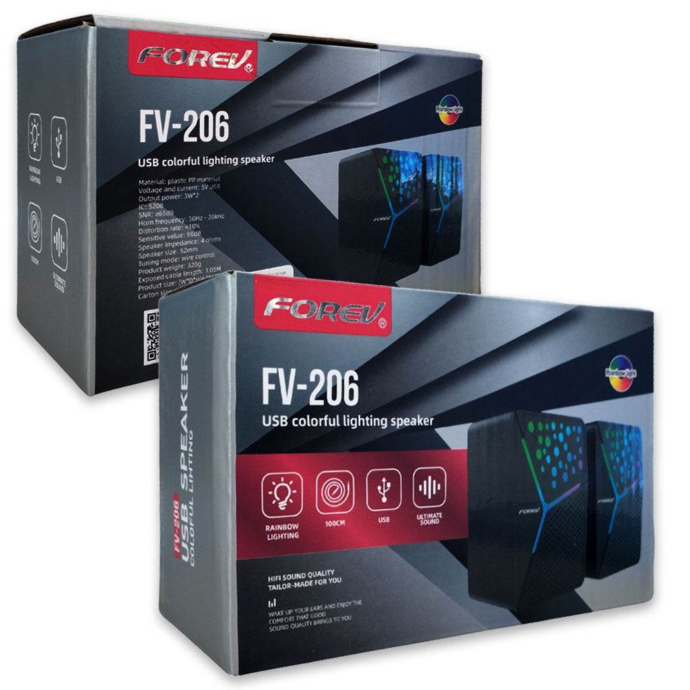 Forev PC Lautsprecher Stereo RGB Beleuchtet Schwarz FV206 - MIZO.at