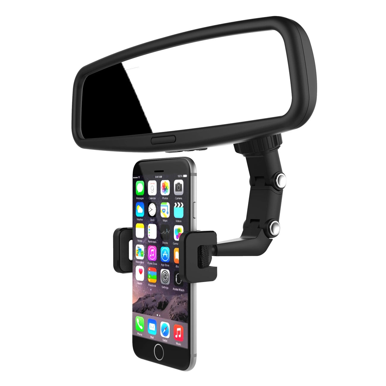 Adjustable Car Rearview Mirror Phone Mount | Black Universal Holder - MIZO.at