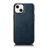 iPhone 14 Echtleder iCarer Case Blau – Öl-Wachs Premium Schutzcover - MIZO.at