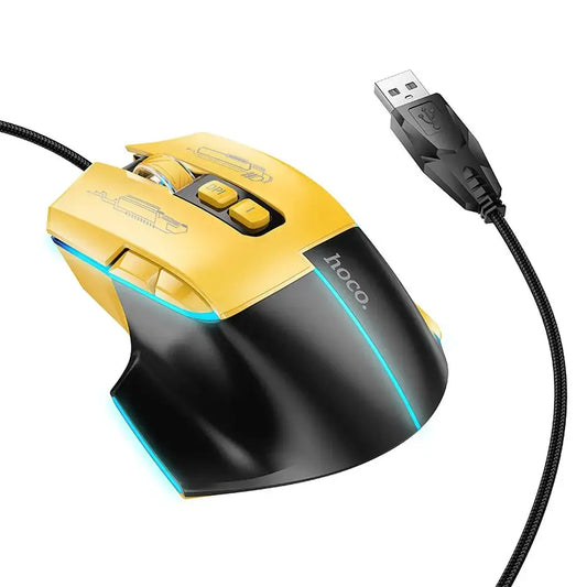 HOCO Gaming Maus 3600 DPI – Kabelgebunden USB-A – Optische Maus Schwarz/Gelb - MIZO.at