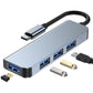 Tech-Protect V1 4in1 USB-C Hub 4x USB-A (1x 3.0) Grau Robust - MIZO.at