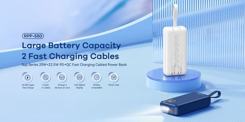 Remax Suji Powerbank 30000mAh | PD 20W QC 22.5W Blue - MIZO.at