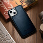 iPhone 14 Echtleder iCarer Case Blau – Öl-Wachs Premium Schutzcover - MIZO.at