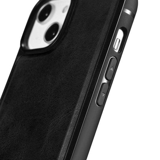 iPhone 14 iCarer Case Echtleder Blau – Öl-Wachs Schutzcover Premium - MIZO.at