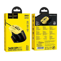 HOCO Gaming Wired USB-A Mouse 3600DPI – Black/Yellow