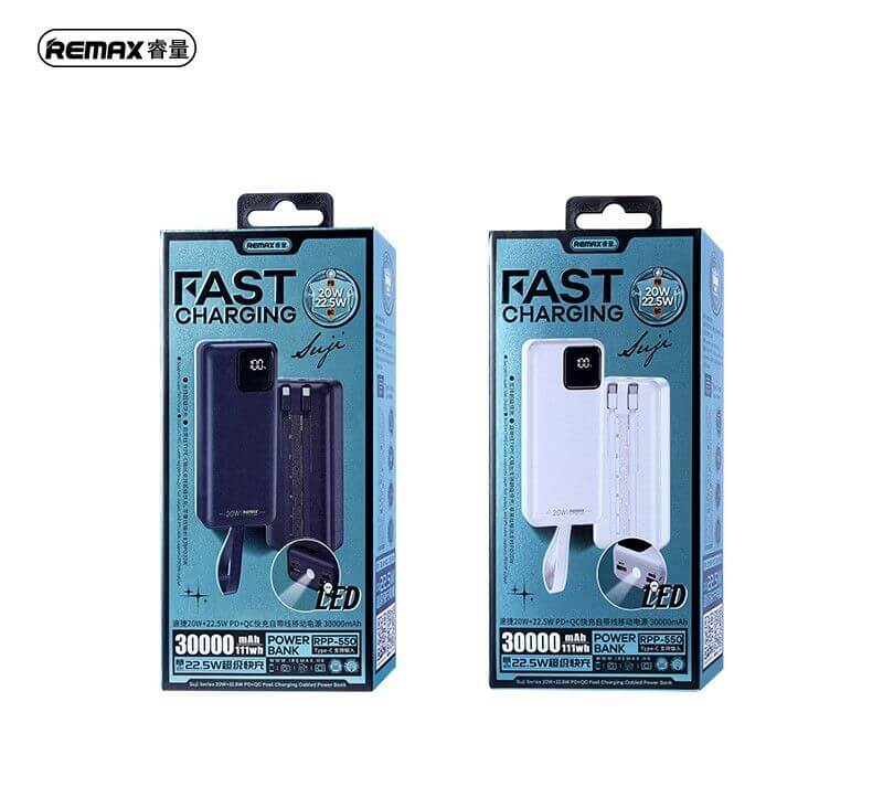 Remax Suji Powerbank 30000mAh | PD 20W QC 22.5W Blue - MIZO.at